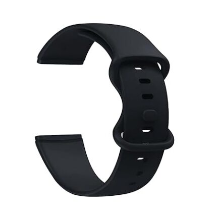 HUMBLE Soft Silicone Double Loop Strap Comes with Secure Button Lock Compatible for Fitbit Versa 3/ Fitbit Sense Band, Flexible Waterproof Sport Watch Strap_Black
