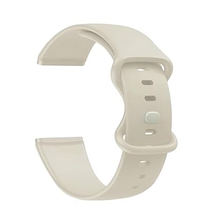 HUMBLE Soft Silicone Double Loop Strap Comes with Secure Button Lock Compatible for Fitbit Versa 3/ Fitbit Sense Band, Flexible Waterproof Sport Watch Strap_Cream