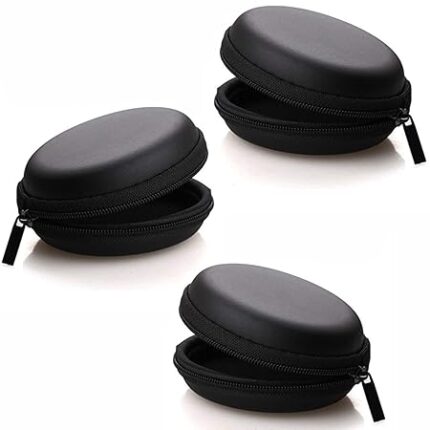 HUMBLE Earphone Headphone Carrying Case Pouch Cover for Earphones | Compact Storage for Earphones, Headsets, Pen Drives, SD Cards, Charging Cables | Black (Pack of 3)
