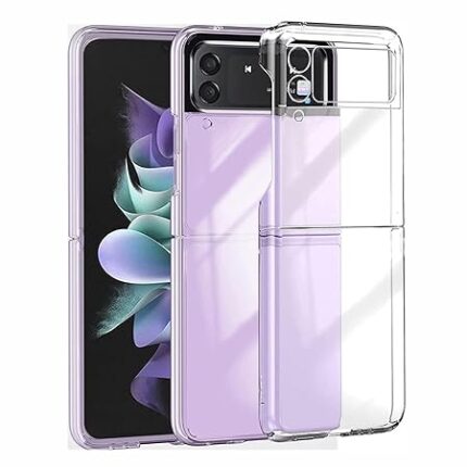 HUMBLE Luxury Pattern TPU + Poly Carbonate | Crystal Clear Flip Cover Compatible with Samsung Galaxy Flip 4 Back and Front Glass Design with Full Body Protection Case Cover for Samsung Galaxy Flip 4