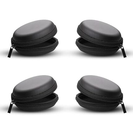 Humble Earphone & Headphone Carrying Case – Compact Storage Pouch for Earphones, Headsets, Pen Drives, SD Cards, Charging Cables – Black, Pack of 4