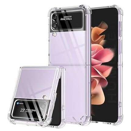 HUMBLE Luxury Pattern TPU + Poly Carbonate | Crystal Clear Flip Cover Compatible with Samsung Galaxy Flip 3 Back and Front Glass Design with Full Body Protection Case Cover for Samsung Galaxy Flip 3